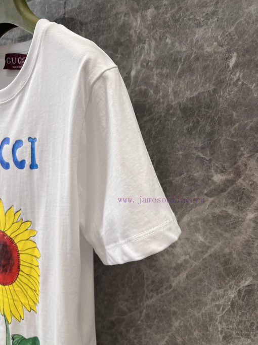 ZT60582 Gucci 25Ss Early Spring New Sunflower Letter Printed Short Sleeved T-shirt | Yb Develop atto4ir4 - Image 8