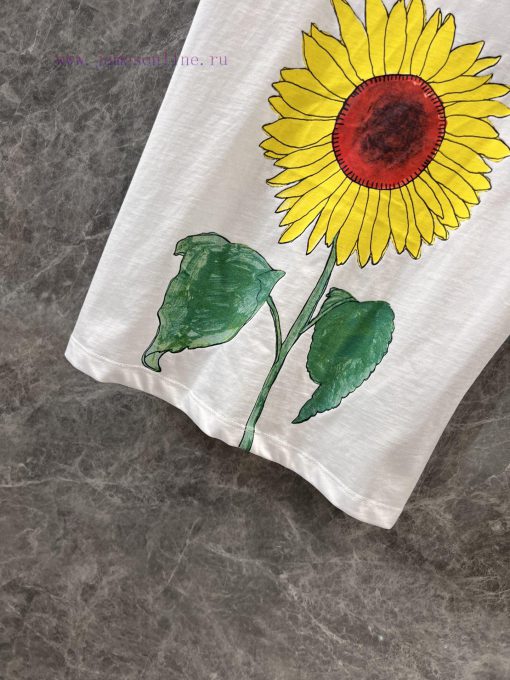 ZT60582 Gucci 25Ss Early Spring New Sunflower Letter Printed Short Sleeved T-shirt | Yb Develop atto4ir4 - Image 9