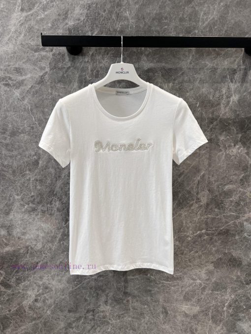 ZT60585 Moncler 25Ss Spring/Summer New Heavy Industry Embroidered Bead Round Neck Short Sleeve qhmf3zo2