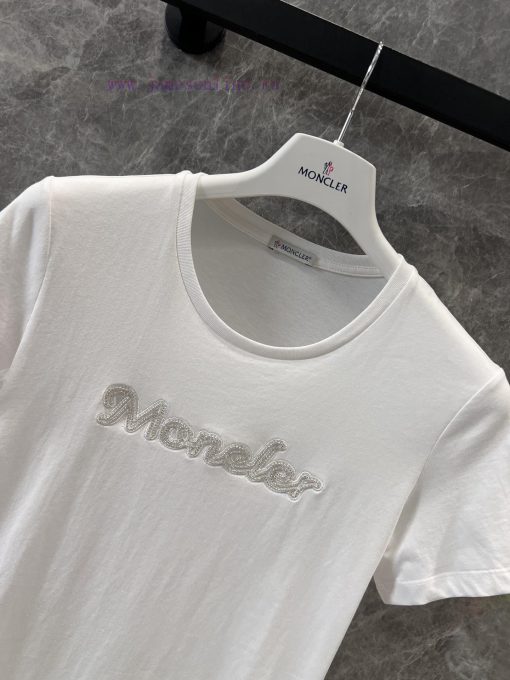 ZT60585 Moncler 25Ss Spring/Summer New Heavy Industry Embroidered Bead Round Neck Short Sleeve qhmf3zo2 - Image 4