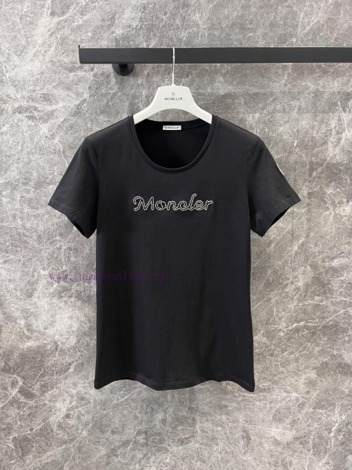 ZT60585 Moncler 25Ss Spring/Summer New Heavy Industry Embroidered Bead Round Neck Short Sleeve ucizctro