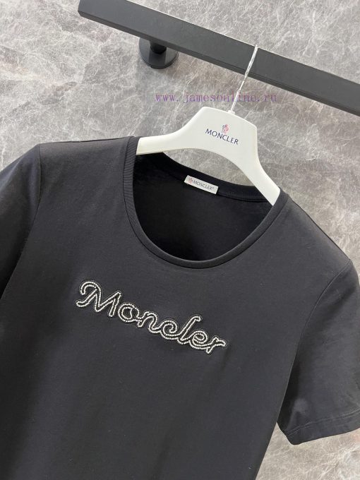 ZT60585 Moncler 25Ss Spring/Summer New Heavy Industry Embroidered Bead Round Neck Short Sleeve ucizctro - Image 4
