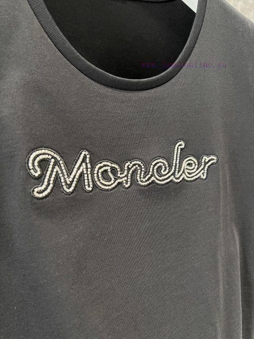 ZT60585 Moncler 25Ss Spring/Summer New Heavy Industry Embroidered Bead Round Neck Short Sleeve ucizctro - Image 6