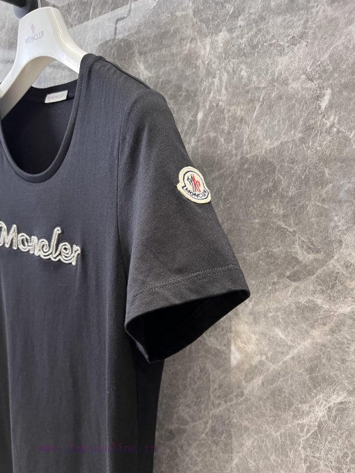 ZT60585 Moncler 25Ss Spring/Summer New Heavy Industry Embroidered Bead Round Neck Short Sleeve ucizctro - Image 7