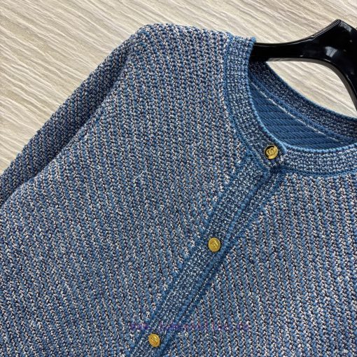 CW76159 Gucci 25 New Round Neck Knitted Cardigan In Blue Looks Great With Any Outfit Exuding A 4j1ge39w - Image 4