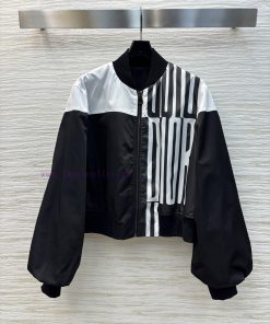 CW76167 Dior 25 Spring/Summer Logo Letter Stand Up Collar Jacket With Black And White Contrasti pjc8dn1e