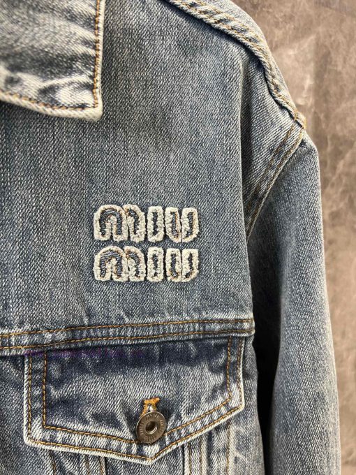 ZW60599 Miumi * 25Ss Early Spring New Intellectual Molecular College Style Denim Jacket Jacket skadjjlq - Image 6