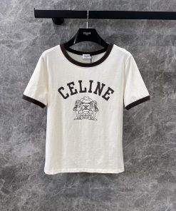 ZT60602 Celine 25Ss Early Spring New College Style Pure Cotton Letter Short Sleeved T-shirt | Y fjw6zr7x