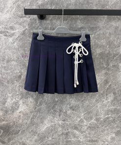 ZB60603 Prada 25Ss Early Spring New White Drawstring Strap Pleated Short Skirt | Produced High hzi8lybr