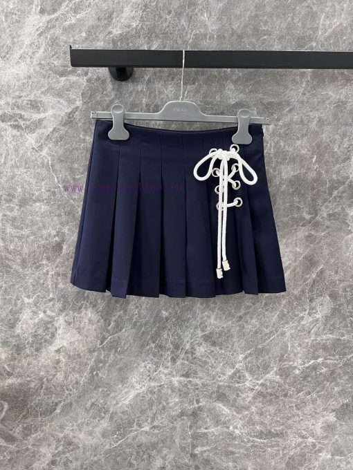ZB60603 Prada 25Ss Early Spring New White Drawstring Strap Pleated Short Skirt | Produced High hzi8lybr