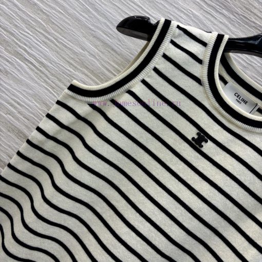 CT76188 Celine 25 Early Spring New Collection Letter Decorative Stripe Knitted Tank Top Thin Ve bi2lzkhh - Image 4