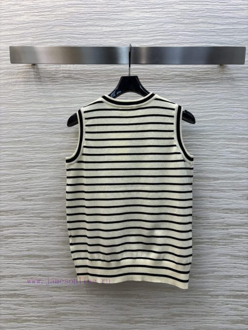 CT76188 Celine 25 Early Spring New Collection Letter Decorative Stripe Knitted Tank Top Thin Ve bi2lzkhh - Image 9