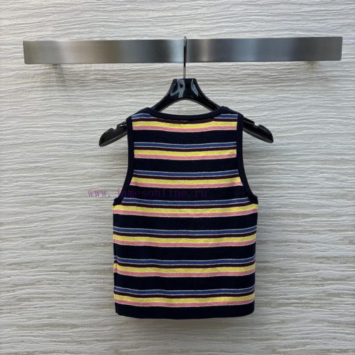 CT76191 Prada 25 Early Spring New Collection Rainbow Stripe Knitted Series Short Tank Top+Round 5uxueqso - Image 9