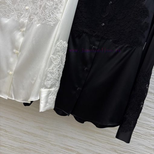CC76197 Ermanno Scervino Lace King 25 Early Spring Heavy Crafted Lace Splicing Straight Silk Sh 76y0tkpj - Image 7