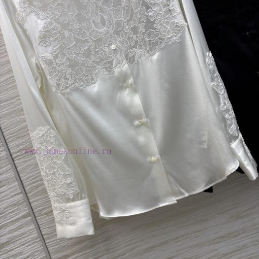 CC76197 Ermanno Scervino Lace King 25 Early Spring Heavy Crafted Lace Splicing Straight Silk Sh 76y0tkpj - Image 8