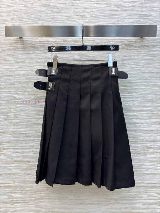 CB76198 Prada 25 Early Spring New Collection Leather Buckle Decoration Workwear Pleated Skirt W sbgwi75d - Image 9