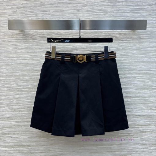 CB76201 Miu 25 Spring/Summer Logo Metal Buckle Ribbon Belt Pleated Half Skirt Classic Pleated S px1hm3en - Image 2