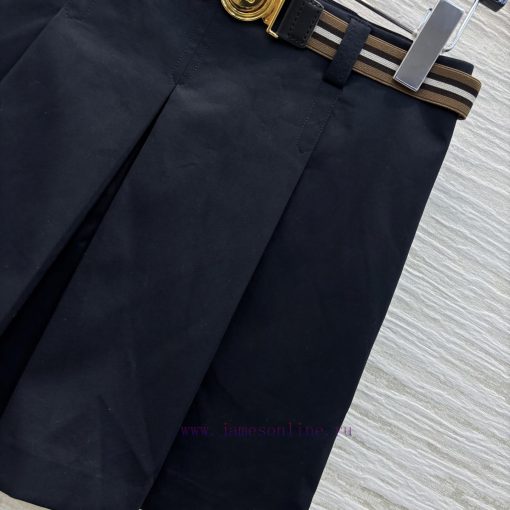 CB76201 Miu 25 Spring/Summer Logo Metal Buckle Ribbon Belt Pleated Half Skirt Classic Pleated S px1hm3en - Image 6