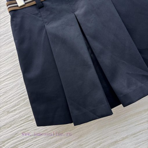 CB76201 Miu 25 Spring/Summer Logo Metal Buckle Ribbon Belt Pleated Half Skirt Classic Pleated S px1hm3en - Image 7