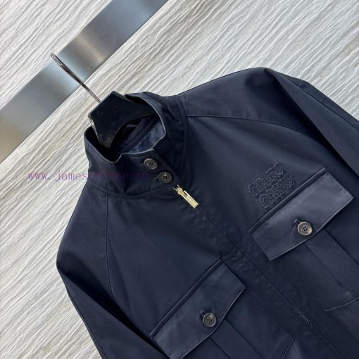 CW76203 Miu 25 Early Spring New Collection Logo Patch Embroidered Stand Up Collar Jacket Jacket pxzf64ay - Image 8
