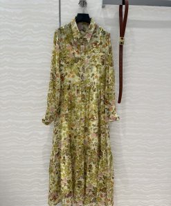 AL76215 CE Retro French Elegant Silk Dress Falls Into The Mortal Flower Fairy 100% Mulberry Sil kj757702