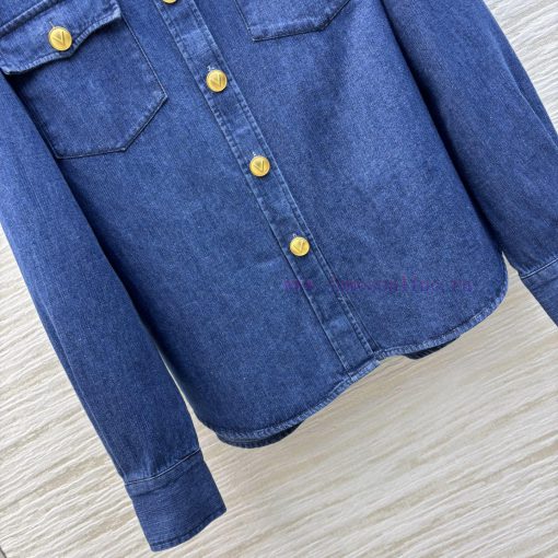 CC76219 Valentino 25 Early Spring New Collection Shoulder Button Denim Lining With Logo Gold Bu qdlb1w13 - Image 7