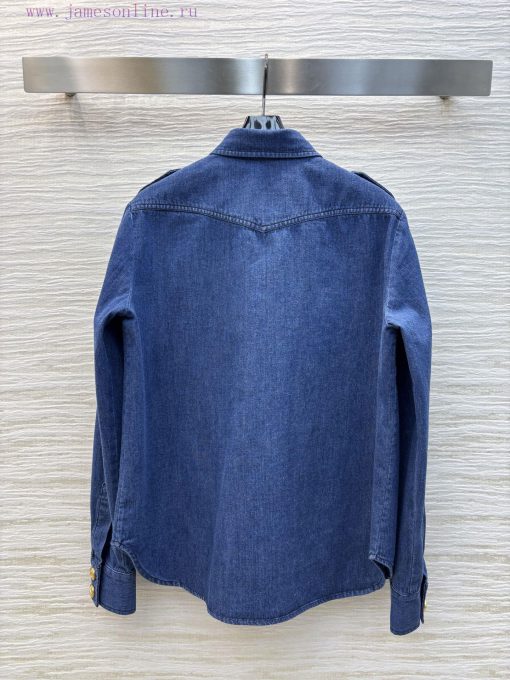 CC76219 Valentino 25 Early Spring New Collection Shoulder Button Denim Lining With Logo Gold Bu qdlb1w13 - Image 9