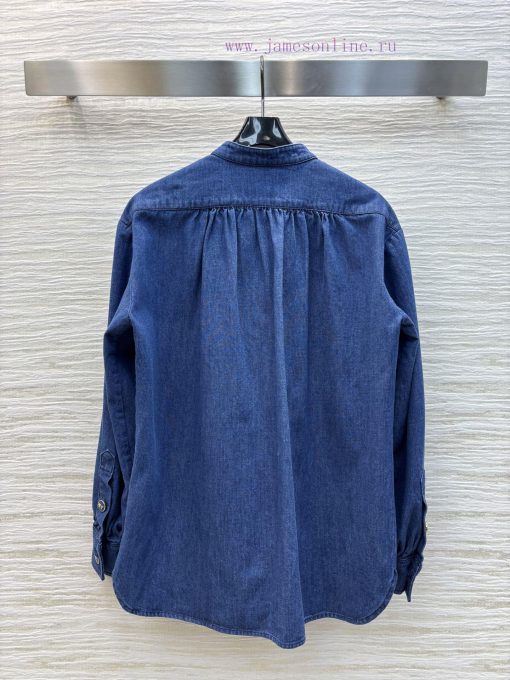CC76220 Valentino 25 Early Spring New Palace Style Lace Round Neck Denim Long Sleeve Shirt Vint 2vc4m0l3 - Image 10
