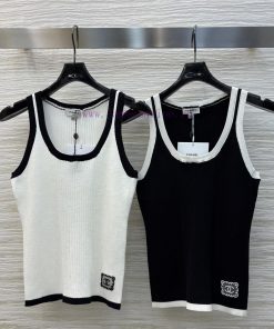 CT76229 Chanel Style 25 Spring/Summer New Collection Black And White Classic Color Knitted Tank y7smqnqu