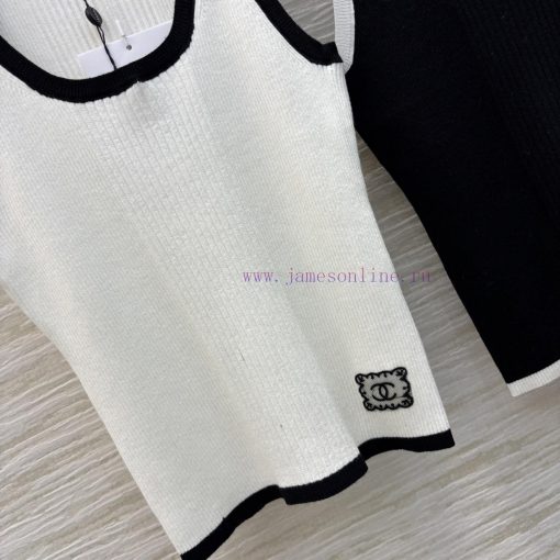 CT76229 Chanel Style 25 Spring/Summer New Collection Black And White Classic Color Knitted Tank y7smqnqu - Image 8