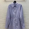 CL76237 Prada 25 New Style Triangle Logo Decoration Contrasting Striped Drawstring Shirt Skirt 73pmvdev