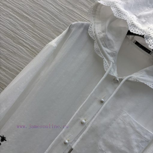 CC76250 D 25 Spring/Summer A Gentle And Romantic Lace Patchwork Hooded Shirt With Bee Embroider i9ggx6vp - Image 4
