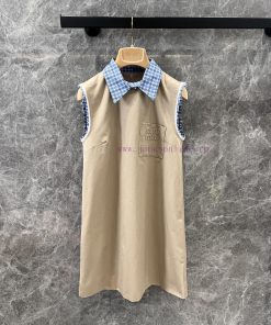 ZL60610 Miumi * 25Ss Early Spring New Retro Artistic Style Khaki Sleeveless Dress | YB Develope 5n07a7ji