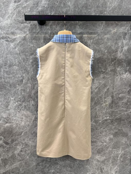 ZL60610 Miumi * 25Ss Early Spring New Retro Artistic Style Khaki Sleeveless Dress | YB Develope 5n07a7ji - Image 3
