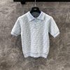 ZT60613 Fendi 25Ss Early Spring New Letter Jacquard Polo Collar Knitted Short Sleeve Sweater | f2jbsw72
