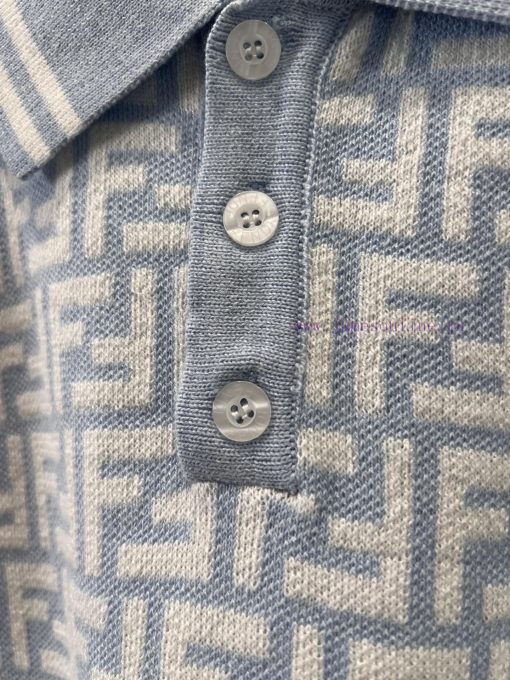 ZT60613 Fendi 25Ss Early Spring New Letter Jacquard Polo Collar Knitted Short Sleeve Sweater | f2jbsw72 - Image 6