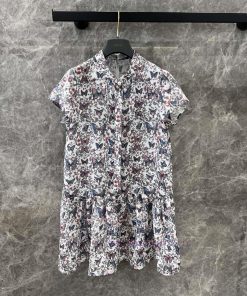 ZL60616 Dior 25Ss Spring/Summer New Collection Dreamy Butterfly 🦋 Floral Print Dress | Made Of fexnnrr5