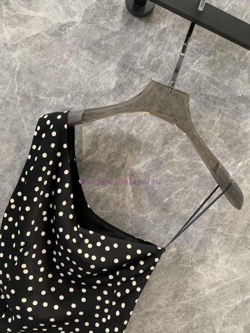 ZT56507 Miumi * 24Ss Spring/Summer New Black Polka Dot Slanted Shoulder Strap Tank Top This Spr edxrfe60 - Image 5