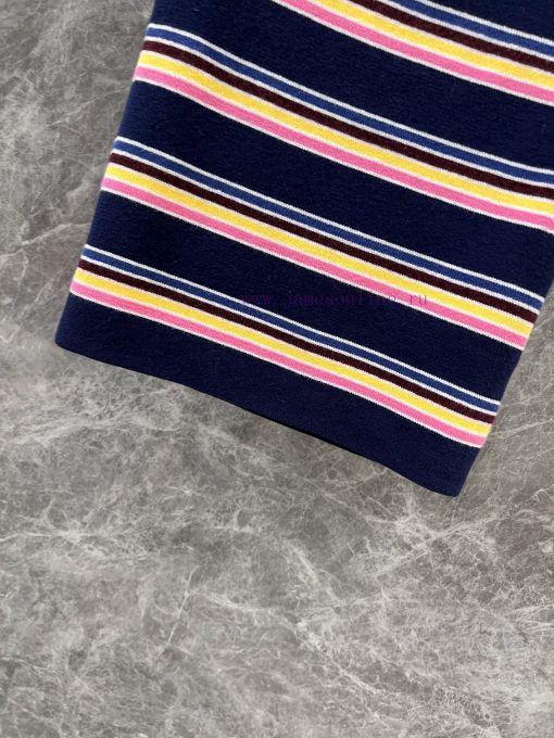 ZT60617 Prada 25Ss Spring/Summer New Color Striped Knitted Polo Collar Short Sleeve Top | Produ e3p1d5a4 - Image 8
