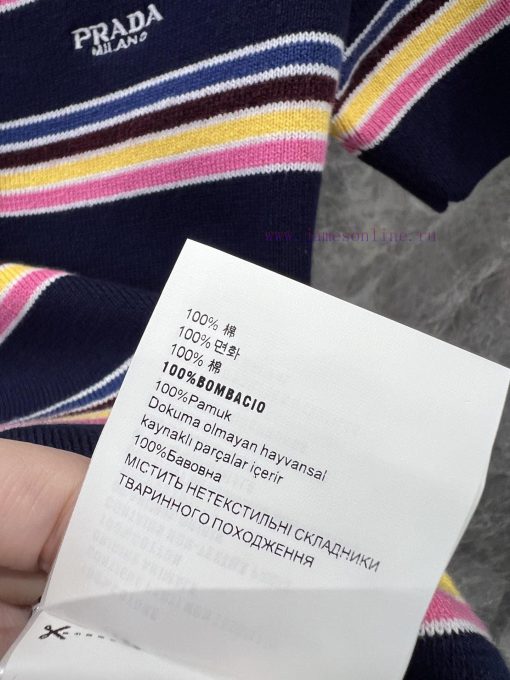 ZT60617 Prada 25Ss Spring/Summer New Color Striped Knitted Polo Collar Short Sleeve Top | Produ e3p1d5a4 - Image 10