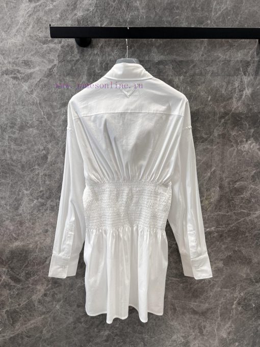 ZL60618 Prada 25Ss Early Spring New Style Lapel Tie Waist Shirt Dress | Produced The Temperamen 27k2byee - Image 3