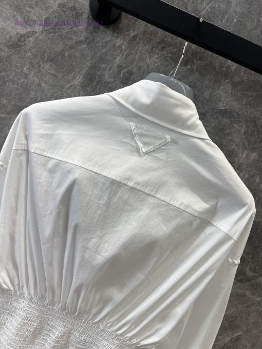 ZL60618 Prada 25Ss Early Spring New Style Lapel Tie Waist Shirt Dress | Produced The Temperamen 27k2byee - Image 5