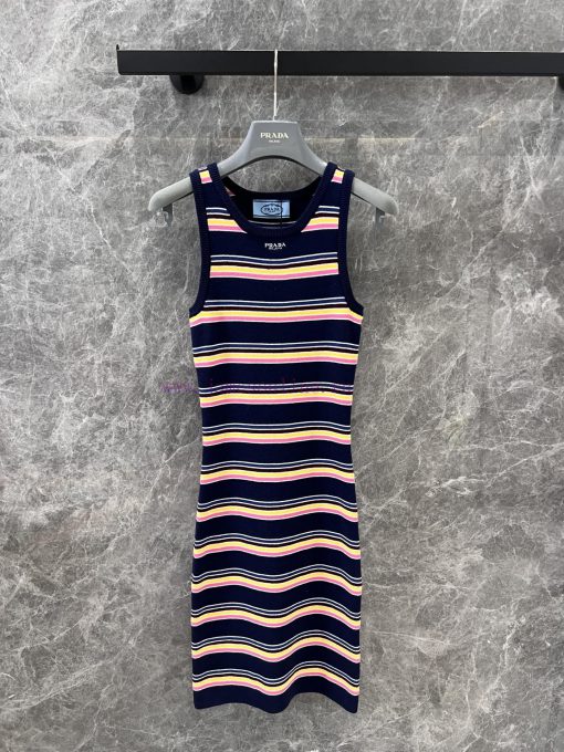 ZL60620Prada 25Ss Spring/Summer New Colored Striped Knitted Tank Top Skirt | Yb Developed Sleev bq79847w - Image 2