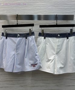 CK76267 AW Home 25 Spring/Summer Denim Waist Patchwork Striped Wide Leg Shorts With Letter Logo pooeal8p