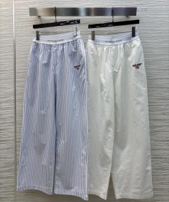 CK76269 AW Home 25 Spring/Summer Logo Ribbon Waist Splicing Wide Leg Pants With Alphabet Logo H uiac7ctj