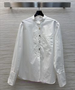 CC76271 Louis Vuitton 25 Spring/Summer Classic Vintage Button Decoration Stand Up Collar Shirt jw8ljjlp