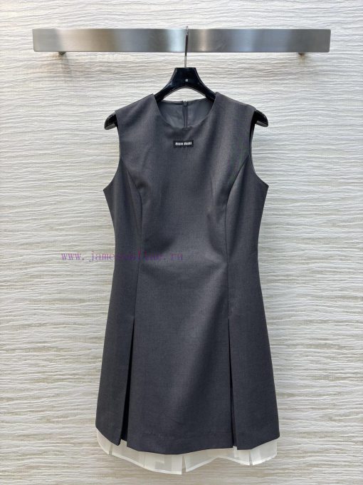 CL76276 Miu Miu 25 Spring/Summer Splicing Organza Sleeveless Dress Skirt Fashionable And Stylis xz3qxbsn