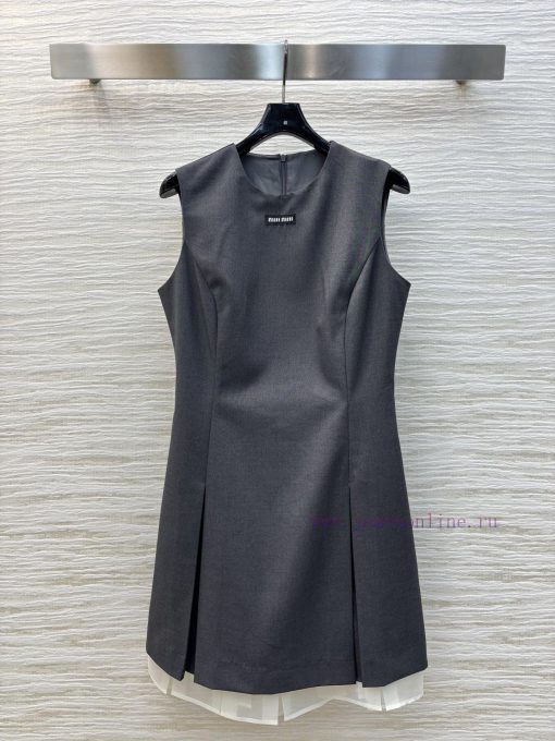 CL76276 Miu Miu 25 Spring/Summer Splicing Organza Sleeveless Dress Skirt Fashionable And Stylis xz3qxbsn - Image 2