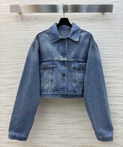 CW76278 Prada 25 Early Spring New Collection A Short Denim Jacket With A Lapel Collar That Can j3k5u00s