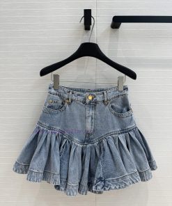 BB76287 Zimm * 25 Early Spring New Product Pleated Lotus Leaf Denim Short Skirt Sweet And Cool svyn37q1
